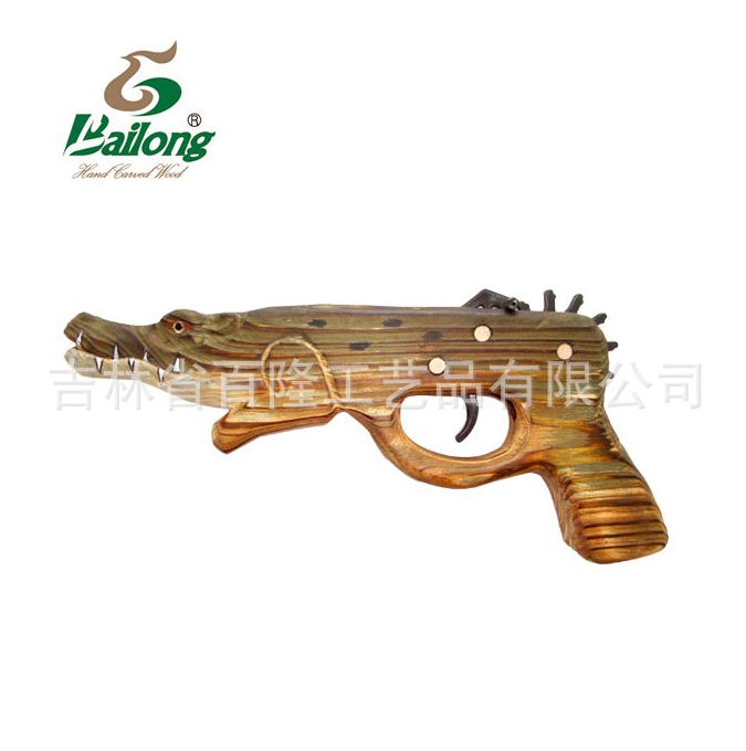 厂家定制创意手工雕刻手枪diy仿真儿童玩具枪木质动物皮筋枪